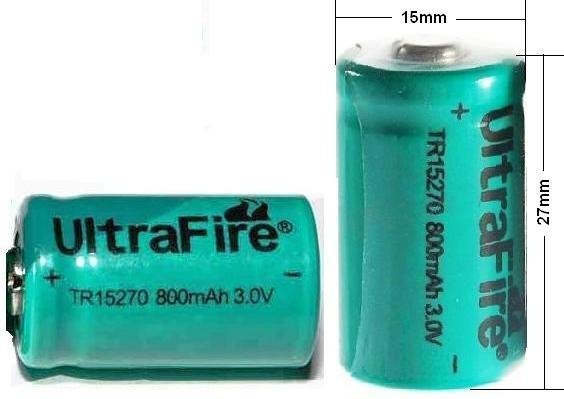 Batería-Pila CR2 3v. 800mAh Recargable de Litio